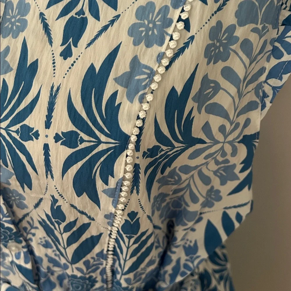 Ellen Tracy Blue Floral Spring Dress L - Picture 3 of 5